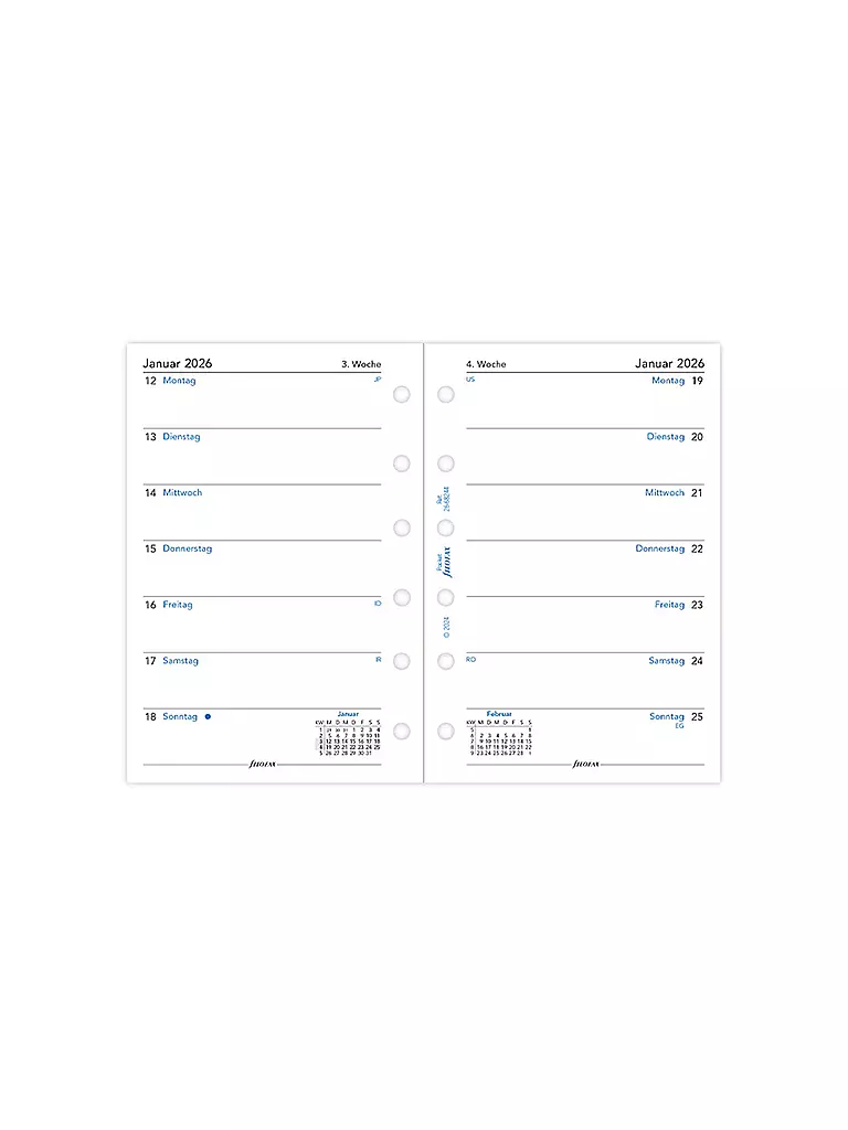 FILOFAX | Recharge d'agenda Pocket Semaine 2026 Allemand | Blanc