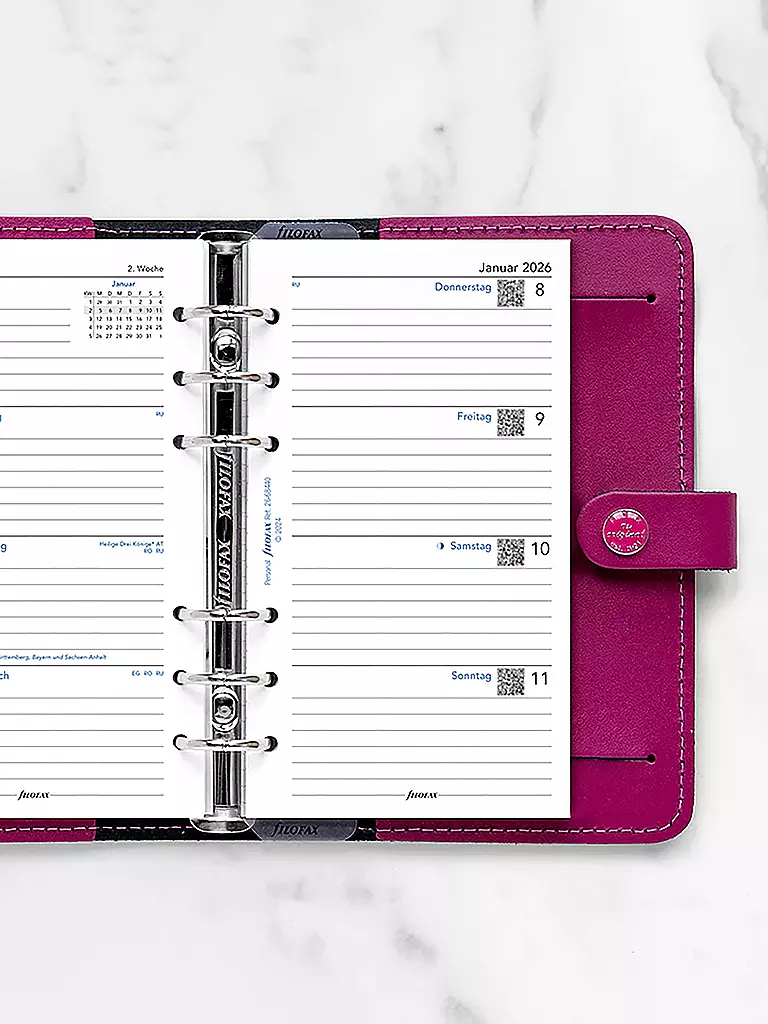 FILOFAX | Recharge d'agenda Semaine Allemand Personal 2026 | Blanc