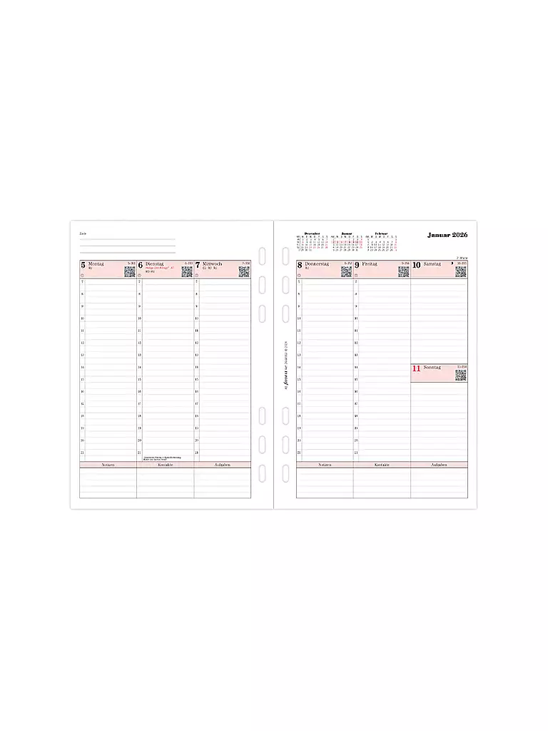 FILOFAX | Recharge d'agenda Semaine Professional allemand A5 2026 | Blanc