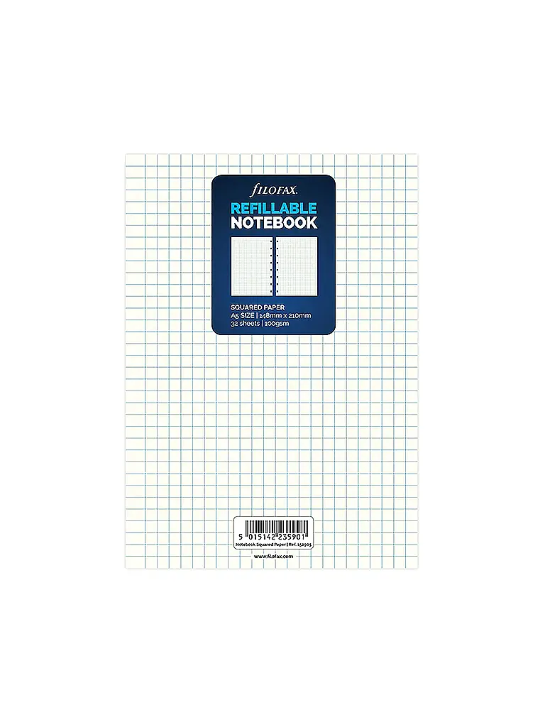 FILOFAX | Recharges quadrillées pour carnet Filofax A5 | Blanc