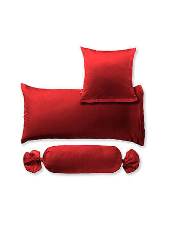 FLEURESSE | Taie d'oreiller en satin Royal Uni lot de 2 40x80cm Rouge foncé