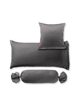 FLEURESSE | Taie d'oreiller en satin Royal Uni lot de 2 40x80cm Anthracite