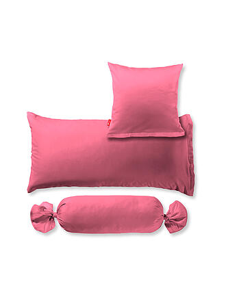 FLEURESSE | Housse de coussin en satin Royal Uni, lot de 2, 40 x 80 cm, corail