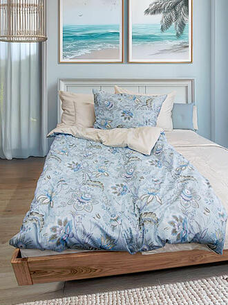 FLEURESSE | Linge de lit en satin MIAMI 70x90cm/140x200cm Bleu Poudré