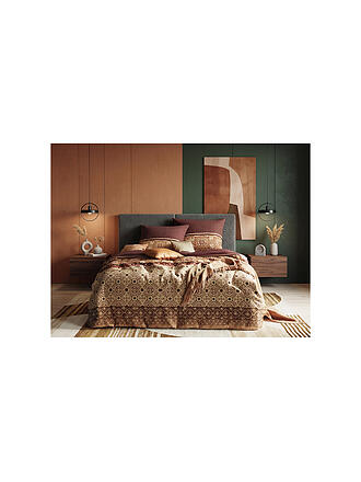 FLEURESSE | Parure de lit en satin MODERN ART 70x90cm / 140x200cm Marron