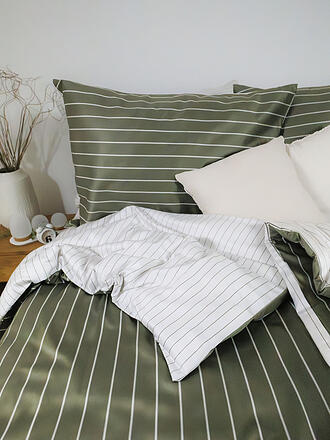FLEURESSE | Parure de lit en satin MODERN CLASSIC B 70x90cm / 140x200cm Matcha Brew