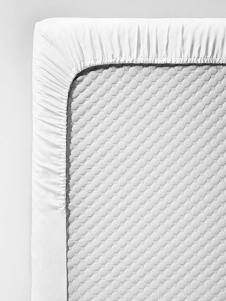 FLEURESSE | Drap-housse en satin Royal Uni 180x200cm Blanc | weiss