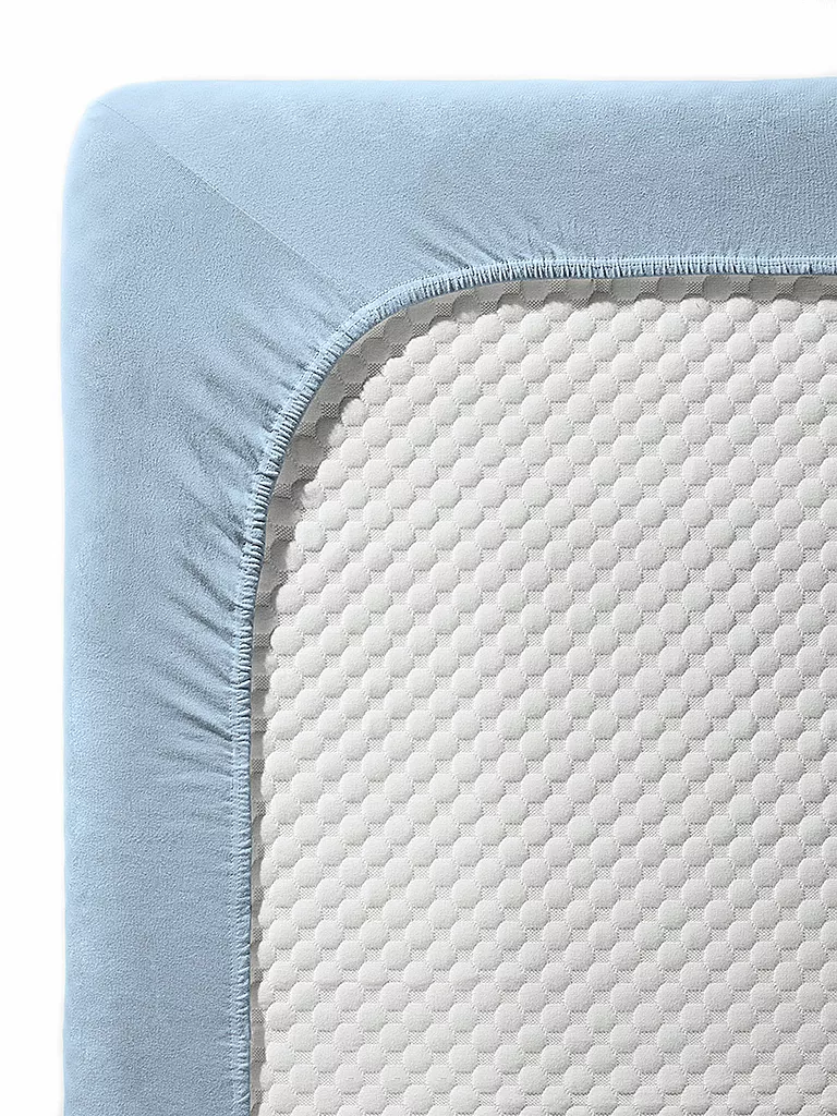 FLEURESSE | Drap-housse en satin Royal Uni 180x200cm Bleu clair | hellblau