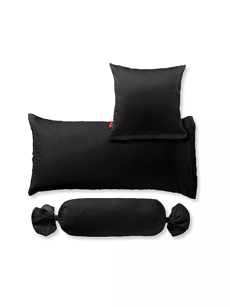 FLEURESSE | Housse de coussin en satin Royal Uni 2x 40x40cm Noir | Noir