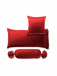FLEURESSE | Taie d'oreiller en satin Royal Uni lot de 2 70x90cm argent | Rouge foncé