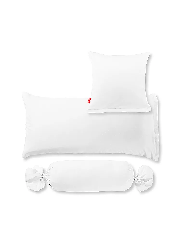 FLEURESSE | Housse de traversin en satin Royal Uni 15x40cm Blanc | weiss