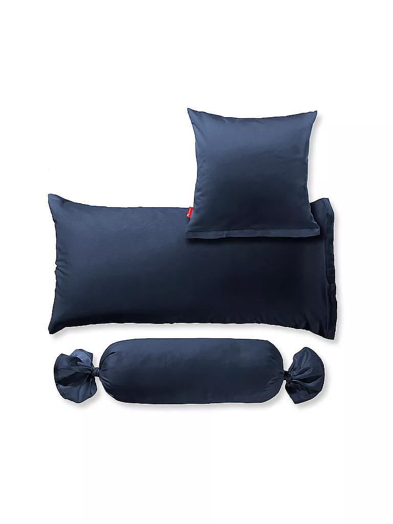 FLEURESSE | Housse de traversin en satin Royal Uni 15x40cm bleu nuit | Bleu foncé