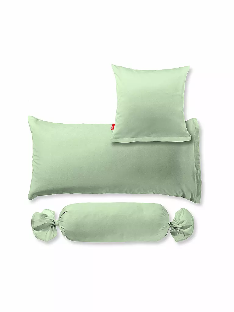 FLEURESSE | Housse de traversin en satin Royal Uni 15x40cm vert clair | grün