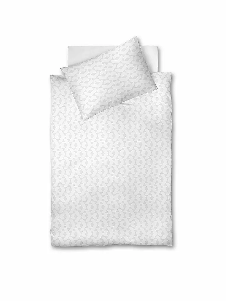 FLEURESSE | Linge de lit en damas "Opal" 70x90cm / 140x200cm (Blanc) | weiss