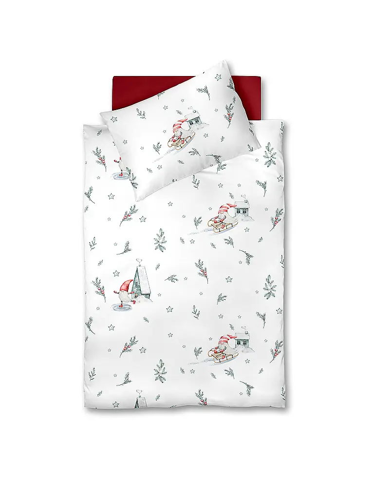 FLEURESSE | Linge de lit en flanelle 70x90cm/140x200cm ASPEN Snow White | Crème