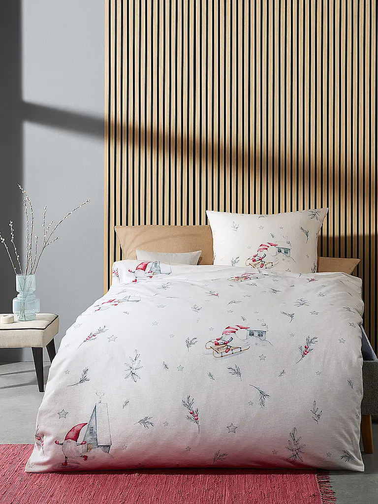 FLEURESSE | Linge de lit en flanelle 70x90cm/140x200cm ASPEN Snow White | Crème