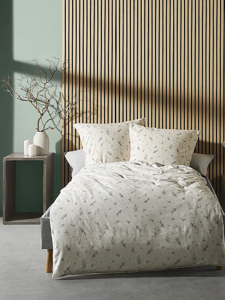 FLEURESSE | Linge de lit en flanelle 70x90cm/140x200cm ASPEN Snow White | Crème