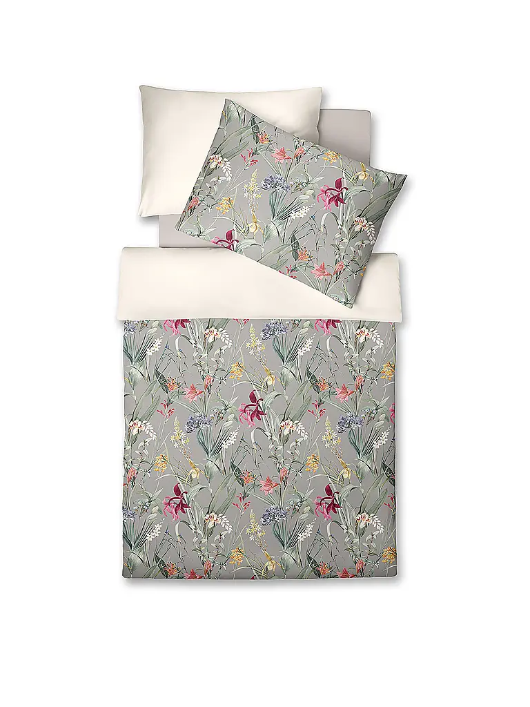 FLEURESSE | Linge de lit en jersey 70x90cm/140x200cm DIAMOND Argent | Gris