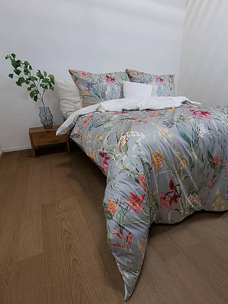 FLEURESSE | Linge de lit en jersey 70x90cm/140x200cm DIAMOND Argent | Gris