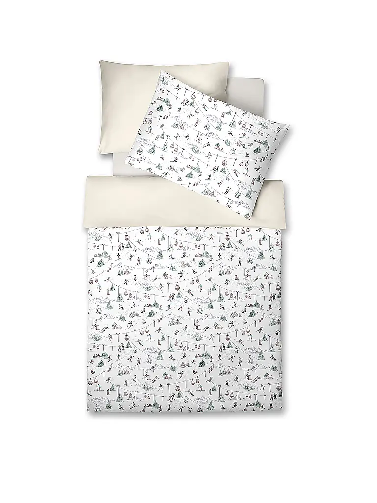 FLEURESSE | Linge de lit en jersey 70x90cm/140x200cm DIAMOND Snow White | Crème