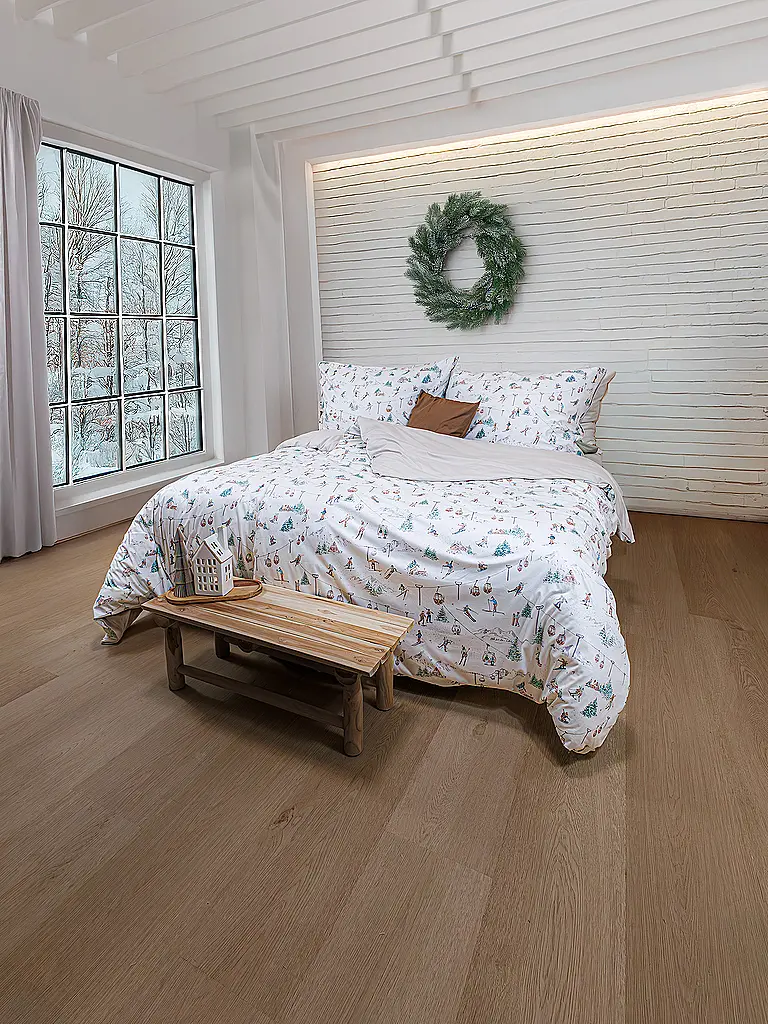 FLEURESSE | Linge de lit en jersey 70x90cm/140x200cm DIAMOND Snow White | Crème