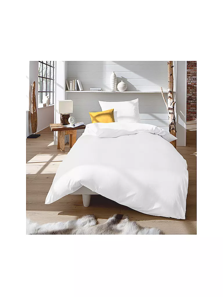 FLEURESSE | Linge de lit en jersey interlock 70x90cm/140x200cm blanc | Blanc