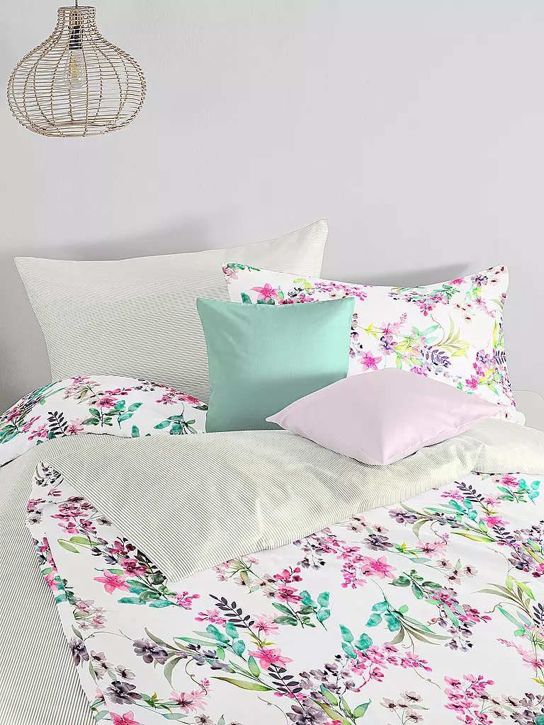 FLEURESSE | Linge de lit en satin 70x90cm/140x200cm BED ART Veilchen | weiss