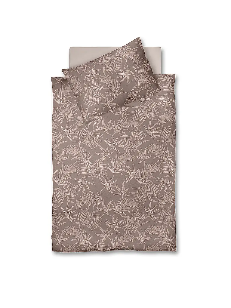 FLEURESSE | Linge de lit en satin 70x90cm/140x200cm MODERN GARDEN B Moka | Marron