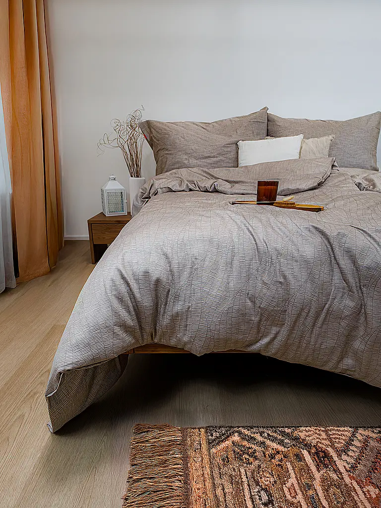 FLEURESSE | Linge de lit en satin 70x90cm/140x220cm MODERN LIFE B Sable | Camel