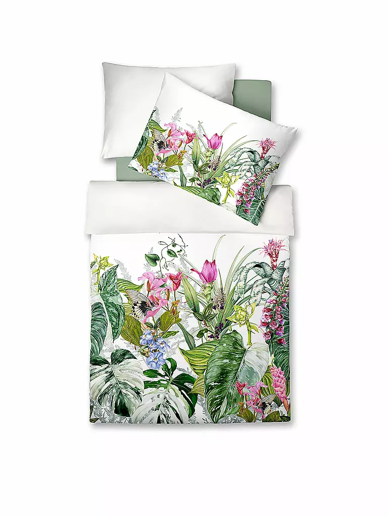 FLEURESSE | Linge de lit en satin BED ART 70x90cm/140x200cm Aqua | weiss