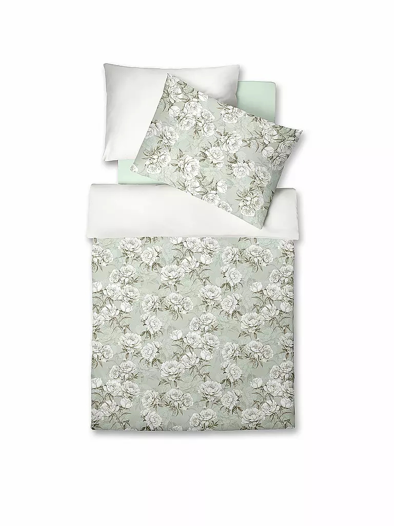 FLEURESSE | Linge de lit en satin BED ART 70x90cm/140x200cm Honeydew | Vert clair