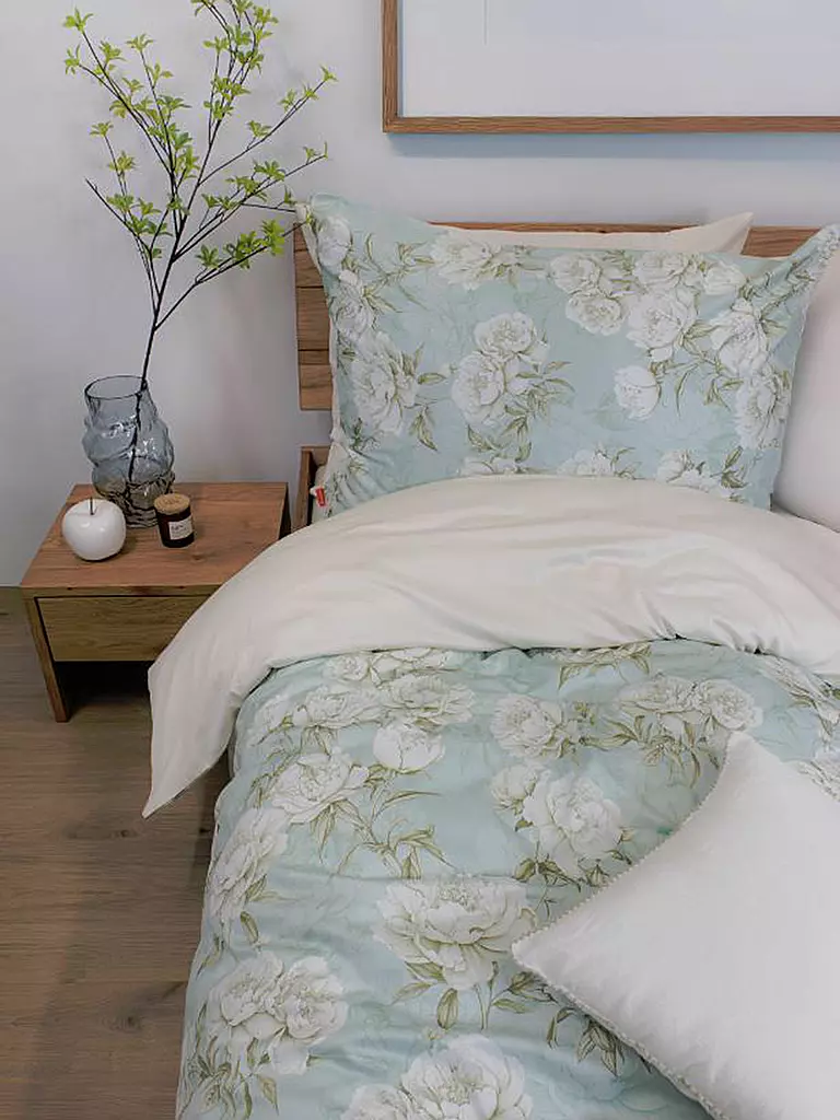 FLEURESSE | Linge de lit en satin BED ART 70x90cm/140x200cm Honeydew | Vert clair