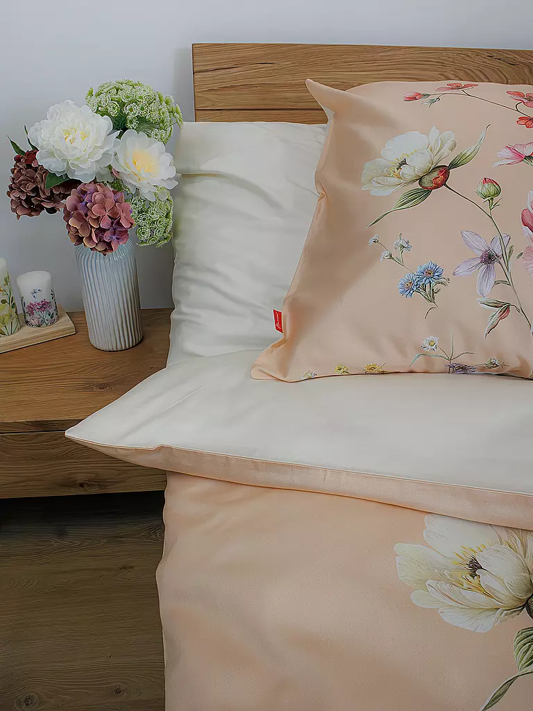 FLEURESSE | Linge de lit en satin BED ART 70x90cm/140x200cm Pêche | 