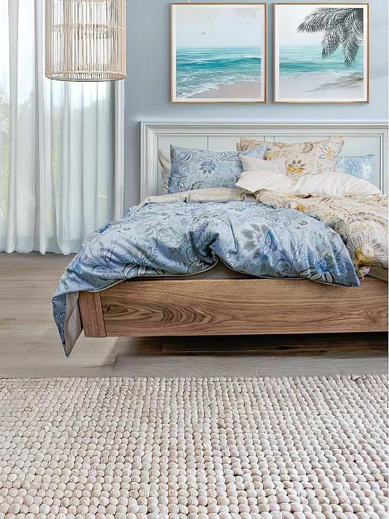 FLEURESSE | Linge de lit en satin MIAMI 70x90cm/140x200cm Bleu Poudré | 