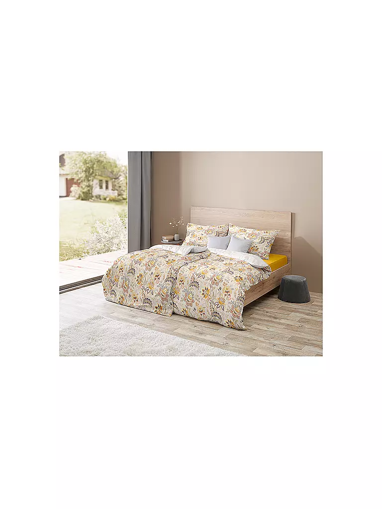 FLEURESSE | Linge de lit en satin MIAMI 70x90cm/140x200cm Vanille | Jaune