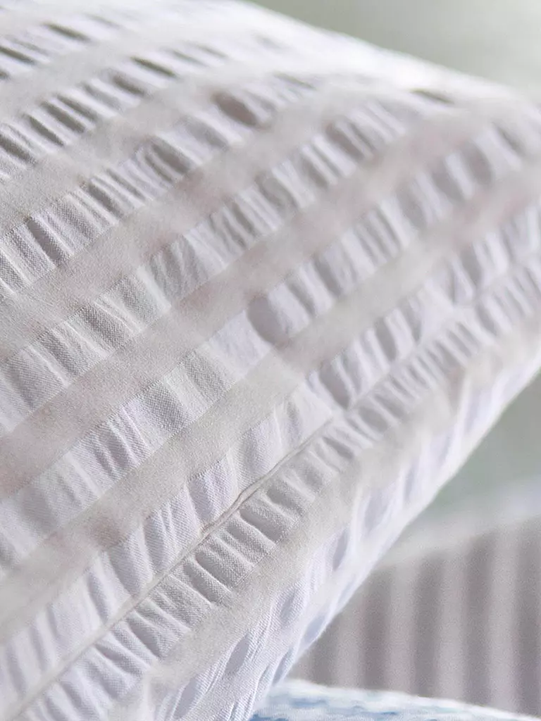 FLEURESSE | Linge de lit Seersucker RIO 70x90cm/140x200cm Blanc | weiss
