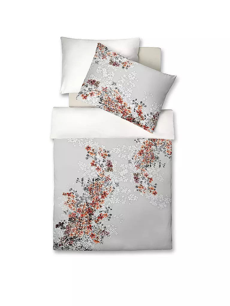 FLEURESSE | Parure de lit en satin 70x90cm/140x200cm BED ART Stone | Gris clair