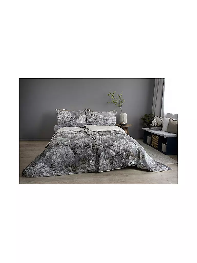FLEURESSE | Parure de lit en satin 70x90cm/140x200cm BED ART Stone | Gris