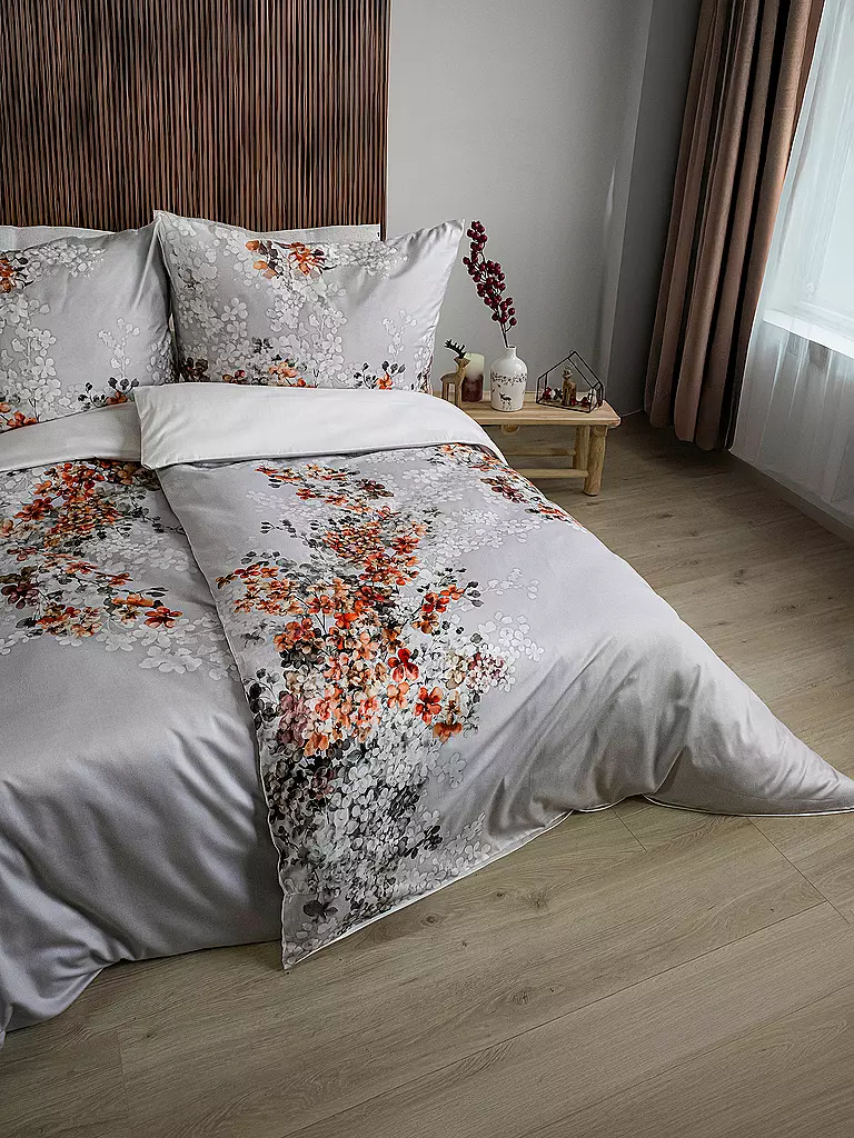 FLEURESSE | Parure de lit en satin 70x90cm/140x200cm BED ART Stone | Gris clair