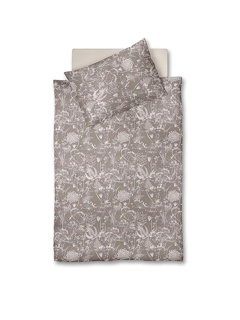 FLEURESSE | Parure de lit en satin 70x90cm/140x200cm MODERN GARDEN B Taupe | rosa