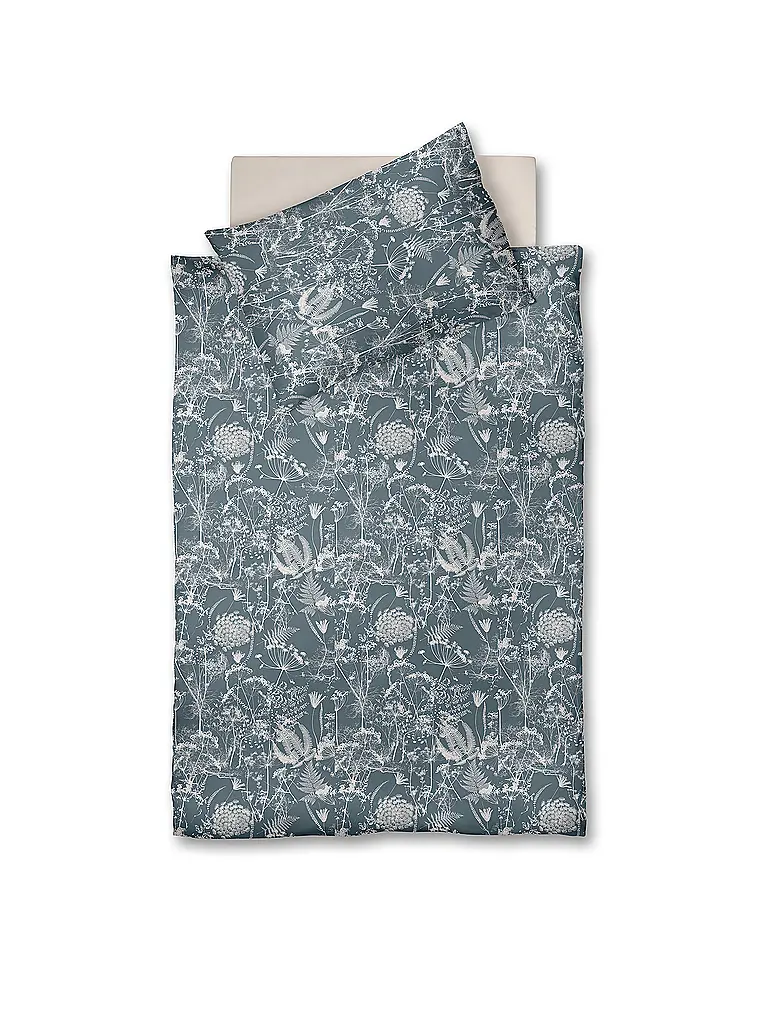 FLEURESSE | Parure de lit en satin 70x90cm/140x200cm MODERN GARDEN B Urban Blue | Bleu foncé