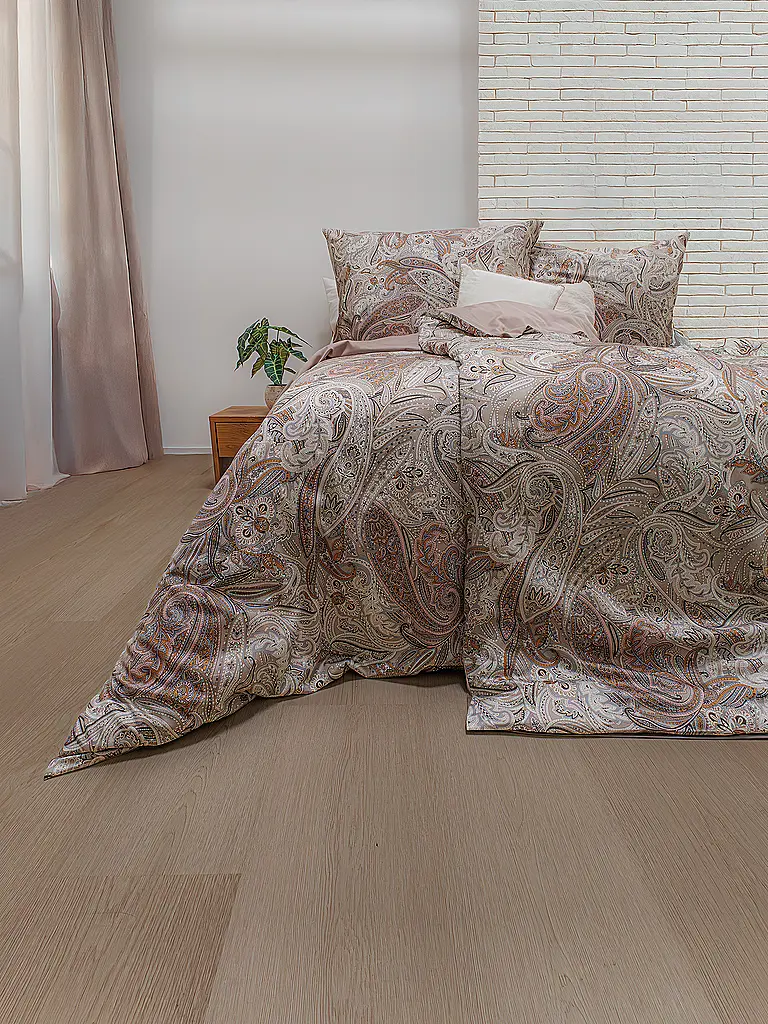 FLEURESSE | Parure de lit en satin 70x90cm/140x200cm STOCKHOLM Taupe | Gris