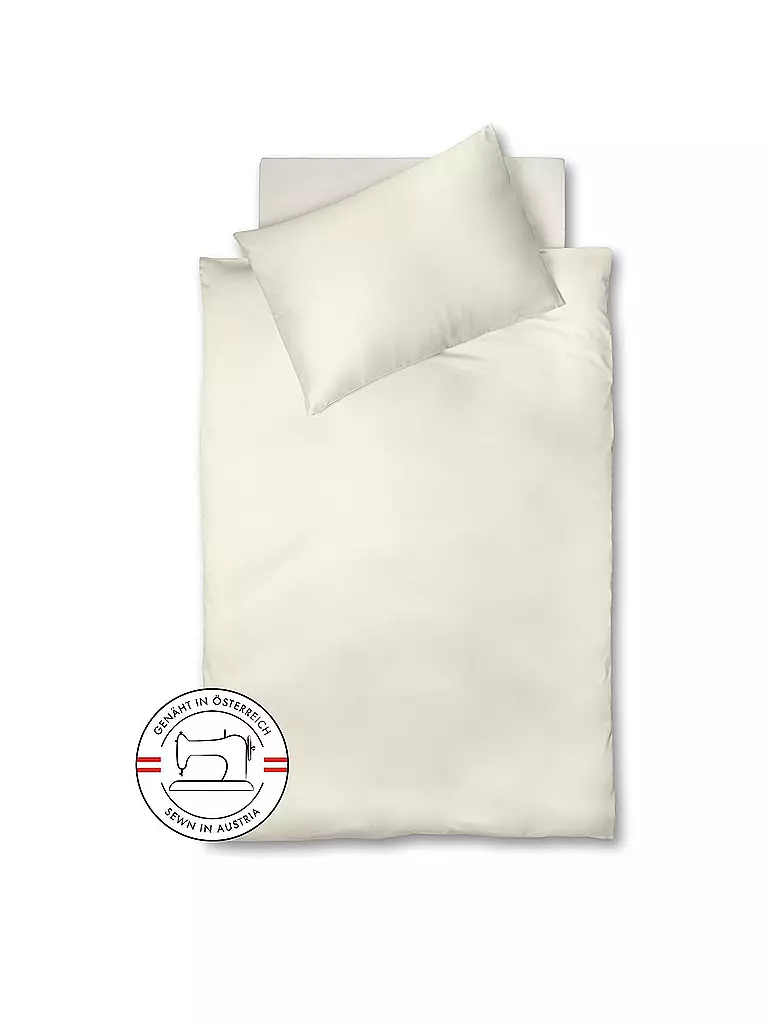 FLEURESSE | Satin Bettwäsche ROYAL Uni 70x90cm/140x200cm Crème | Crème