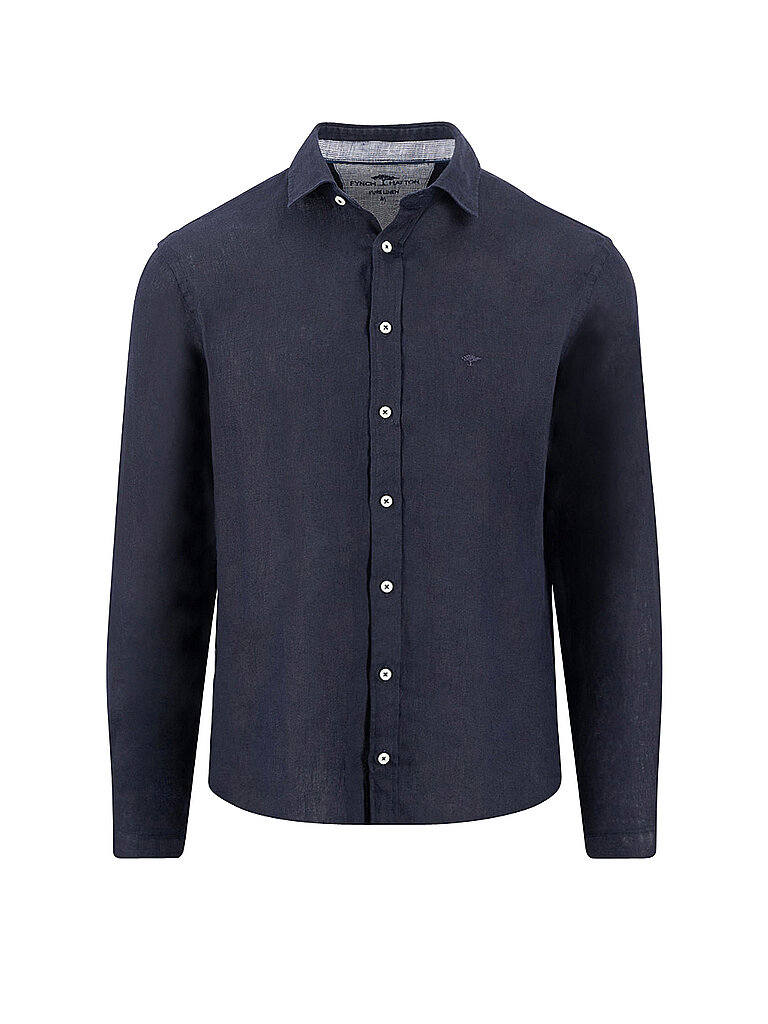 Chemise en lin bleu marine 4XL