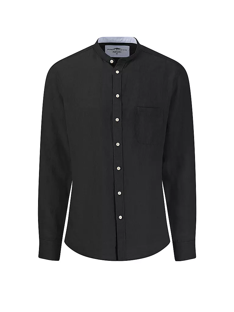 FYNCH-HATTON | Leinenhemd Casual Fit | schwarz