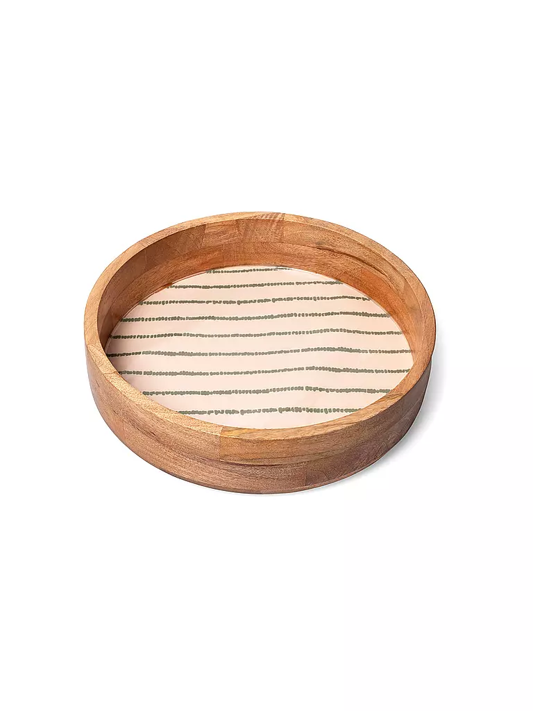 FYNCH-HATTON | Plateau en bois 32cm grand SINGA Leaf Green Stripe | dunkelgrün