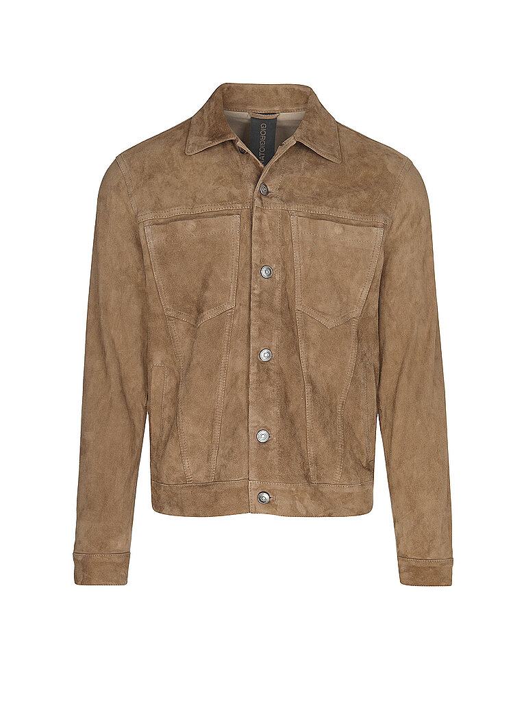 Veste en cuir marron clair 48