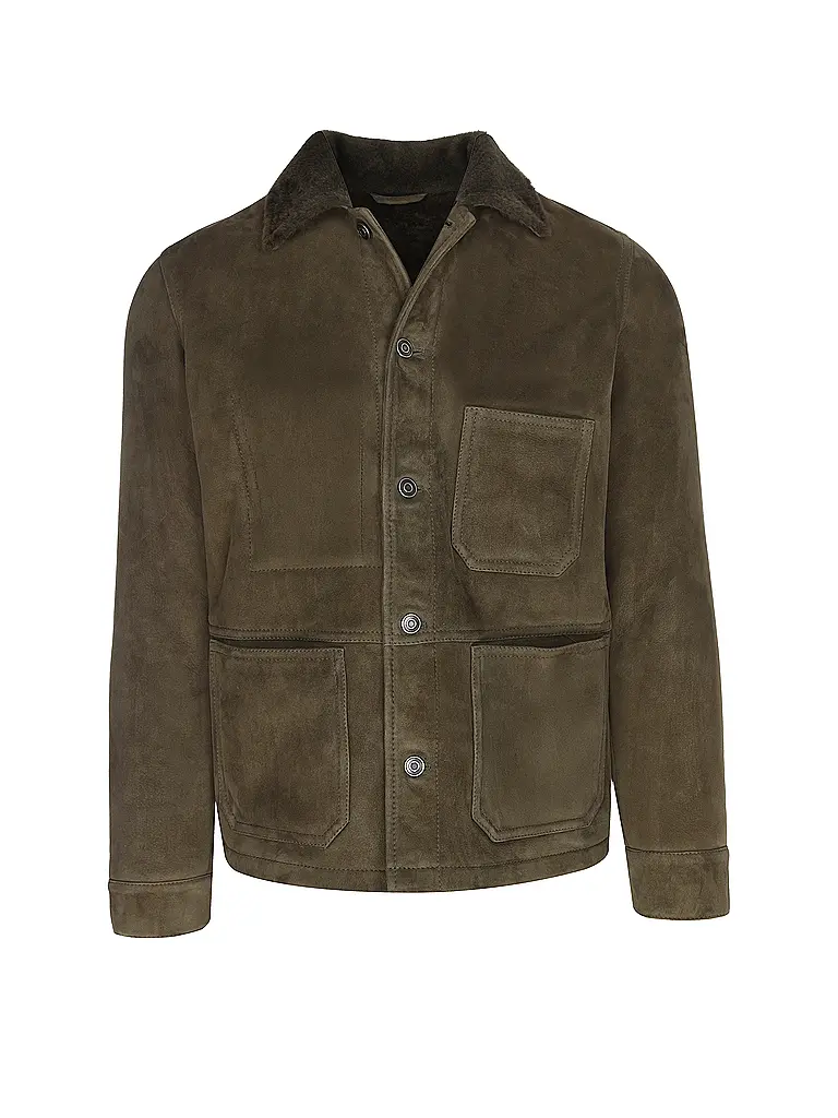 GIORGIO BRATO | Veste en peau lainée | olive