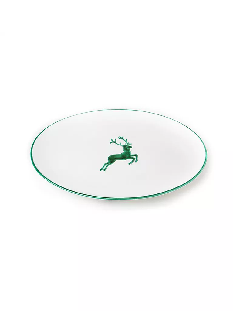 GMUNDNER KERAMIK | Plat ovale "Cerf vert" 33x26cm | grün