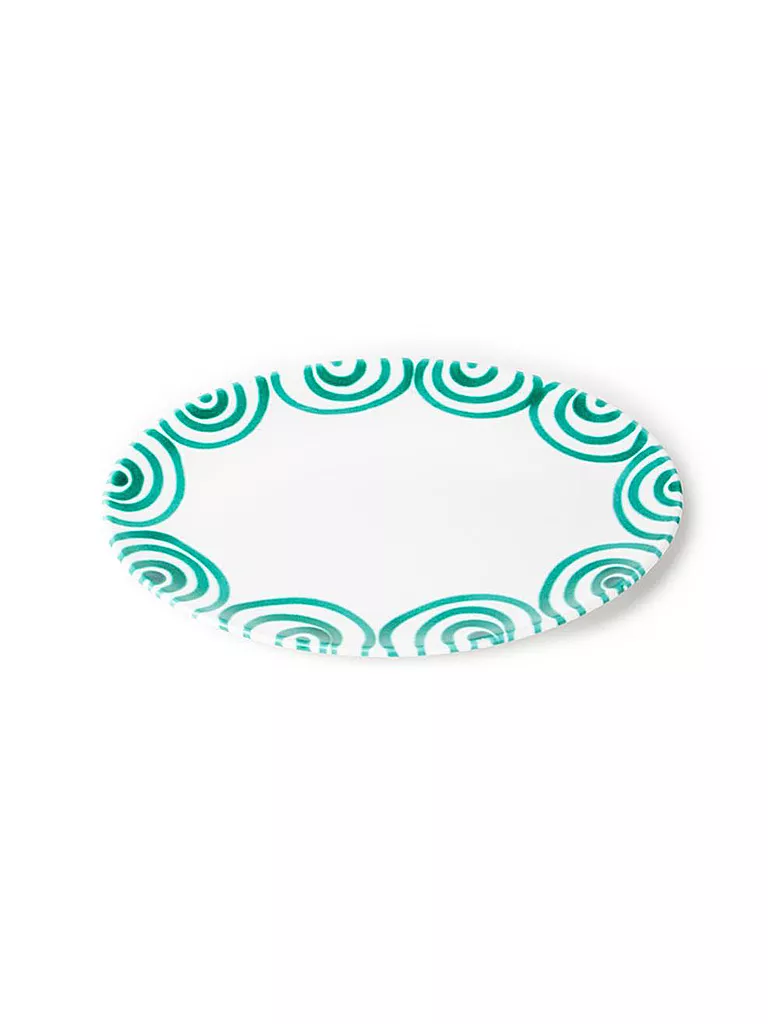 GMUNDNER KERAMIK | Plat ovale "Grün Geflammt" 28x21cm | grün